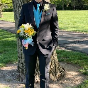 Bar III Black Satin Lapel Tuxedo Jacket & Pants